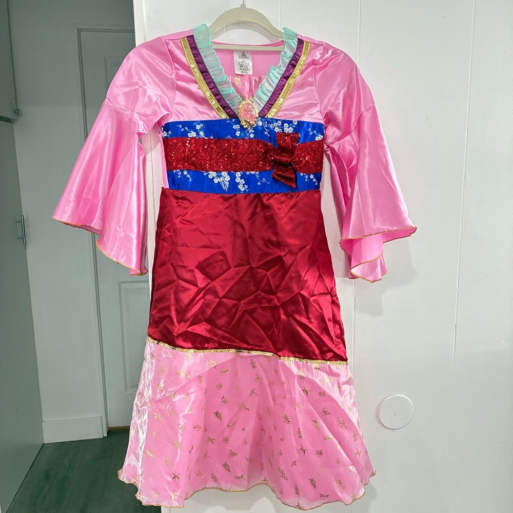 Disney Princess Mulan Girls Kids Costume 5/6 Embellished Sequined Dress Used